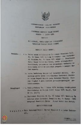 Instruksi Menteri Dalam Negeri Nomor 5 tahun 1984 tentang Koordinasi Pengawasan dan Pengamanan Pe...