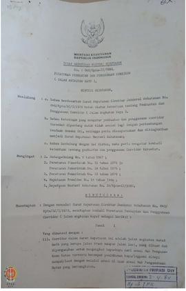 Surat Keputusan Menteri Perhubungan Nomor 045/Kpts-II/1984 tertanggal 16 Maret 1984 perihal Pembu...