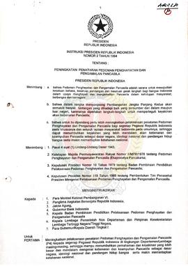 Instruksi Presiden Republik Indonesia Nomor: 2 tahun 1994 tentang Peningkatan Penataran Pedoman P...