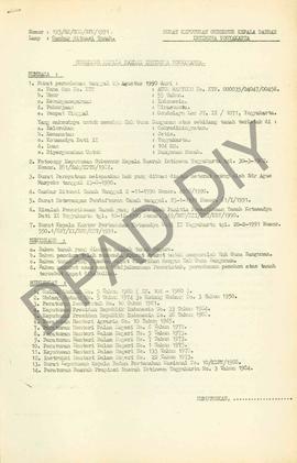 Surat Keputusan Gubernur Kepala  Daerah Istimewa Yogyakarta Nomor: 195/SK/HGB/BPN/1991 tanggal 14...