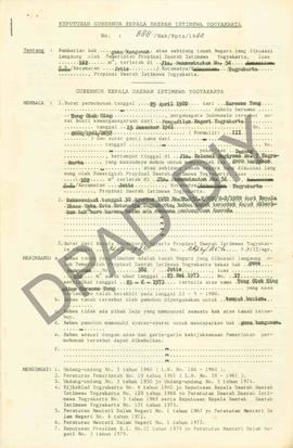 Surat Keputusan Gubernur Kepala DIY, No. 888/Hak/Kpts/1982 tanggal              2 Oktober 1982 te...