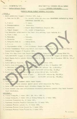 Surat Keputusan Gubernur Daerah Istimewa Yogyakarta Nomor : 28/SK/HP/DA/1987 tanggal 29 Januari 1...