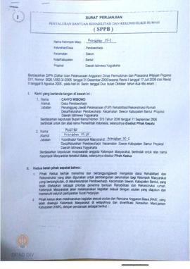 Surat Perjanjian Penyaluran Bantuan Rehabilitasi dan Rekonstruksi Rumah (SPPB),  Nama Kelompok Kr...