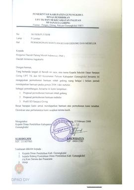 Proposal bantuan rehab gedung dan mebeler SD Sanjaya Giring UPT TK dan SD Kecamatan Paliyan Gunun...