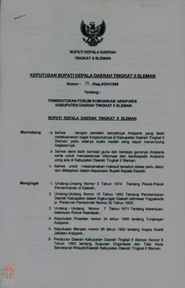Keputusan Bupati Kepala Daerah Dati II Sleman Nomor  35/Kep.KDH/1998 Tanggal 17 Februari tentang ...