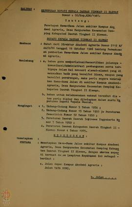 Surat Keputusan Nomor: 02/Kep.KDH/1987 Tanggal 6 Januari 1987,  tentang Penetapan Nama-Nama Jalan...