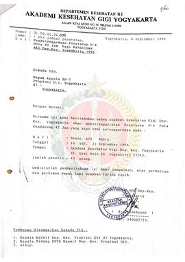 Surat dari  Direktur Akademi Kesehatan Gigi Yogyakarta kepada Kepala BP-7   Provinsi Daerah Istim...