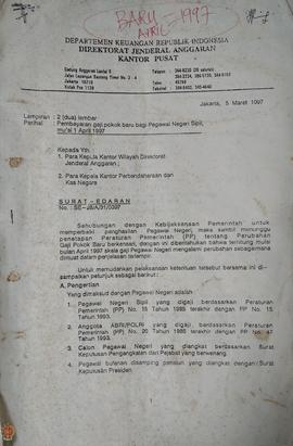 Surat Edaran dari Direktorat Jenderal Anggaran Kantor Pusat (Jakarta) kepada Kantor Wilayah Direk...