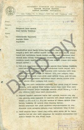Surat dari Kepala  Kantor Wilayah Propinsi Daerah Istimewa Yogyakarta Dr. Soelistyo, MBA kepada W...