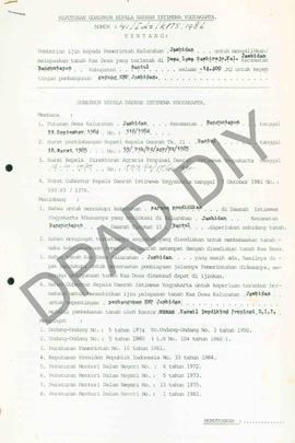 Surat Keputusan Gubernur DIY No. 141/Id2/KPTS/1986 tentang pemberian ijin kepada Pemerintah Kalur...