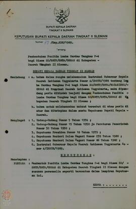 Surat Keputusan Bupati Kepala Daerah Tingkat II Sleman No.  79/Kep.KDH/1989 Tanggal 29 Mei 1989 t...