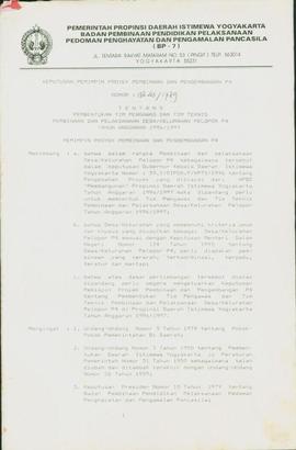 Keputusan Pemimpin Proyek Pembinaan dan Pengembangan P-4 Nomor 188.43/1789 tentang Pembentukan Ti...