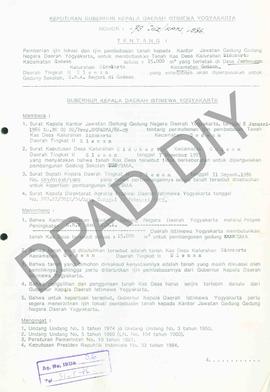 Surat Keputusan Gubernur Kepala Daerah Istimewa Yogyakarta  Nomor : 179/ldz/KPTS/1986 tentang pem...
