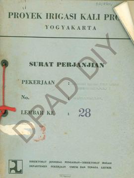 Surat dari proyek irigasi Kali Progo Yogyakarta tentang surat perjanjian pekerjaan pelebaran Salu...