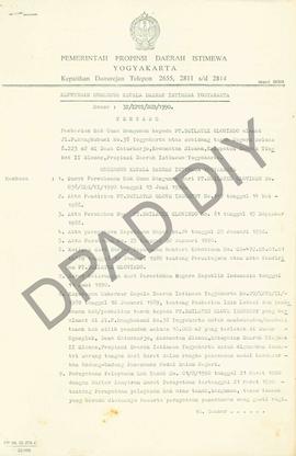 Surat keputusan Gubernur Kepala Daerah DIY, no. 32/KPTS/HGB/1990 tanggal 24 Juli 1990 tentang pem...