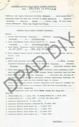 Surat Keputusan Gubernur DIY No. 80/Id2/KPTS/1986 tentang pemberian ijin kepada Pemerintah Kalura...