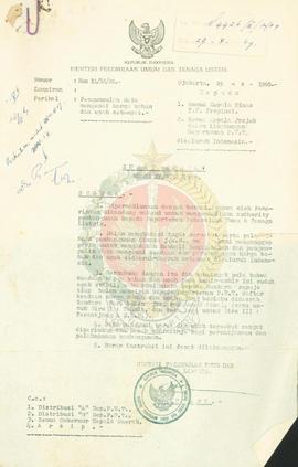 Surat edaran No 23/S.E/1969 tentang pengumpulan harga dan upah setempat di Indonesia.