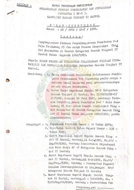 Surat Keputusan BP-7 Kabupaten Daerah Tingkat II Bantul Nomer : 08/KPTS/BP-7/BT/1982 tentang Peny...