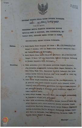 SK Gubernur DIY No. 19/ PAN/ KPTS/ 1988 tentang Pembentukan Panitia Pelaksana Pembangunan Monumen...
