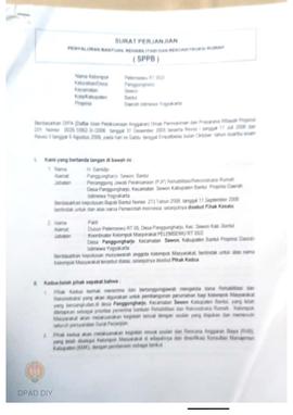 Surat Perjanjian Penyaluran Bantuan Rehabilitasi dan Rekonstruksi Rumah (SPPB),  Nama Kelompok Pe...