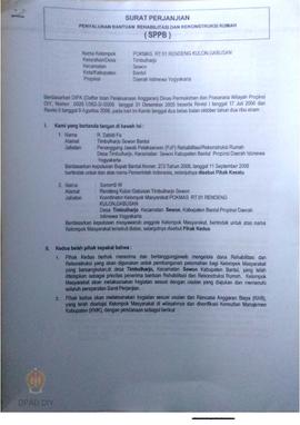 Surat Perjanjian Penyaluran Bantuan Rehabilitasi dan Rekonstruksi Rumah (SPPB),  Nama Kelompok RT...