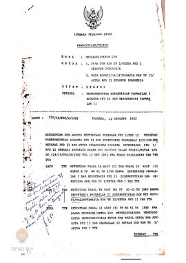 Surat kawat dan Mendari/Ketua LPU No. 120/15/RDG/8/1982 tanggal 22 Oktober Kepada Gubernur/PPDI d...