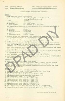 Surat Keputusan Gubernur Kepala  Daerah Istimewa Yogyakarta Nomor : 211/SK/HGB/BPN/1991 tanggal 1...