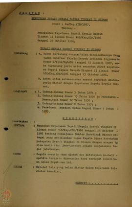 SK Nomor: 14/Kep.KDH/1987 Tanggal 27 Januari 1987, tentang Pencabutan Keputusan Bupati Kepala Dae...