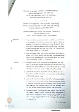 Surat Kepala Bakorsiskom Pemilu tahun 1997 PPD II Kulon Progo kepada Kepala Bagian  penyelenggara...