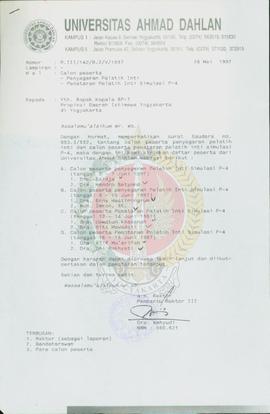 Surat dari Pembantu Rektor III a.n Rektor Universitas Ahmad Dahlan kepada Kepala BP-7 Provinsi Da...