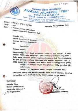 Surat dari Direktur Yayasan Karya Pendidikan Akademi Akuntansi “YKP” Daerah Istimewa Yogyakarta k...