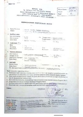 Surat Pimpinan BBI Wijilan Nanggulan Kulonprogo kepada Kepala BPSB II Jateng dan DIY tentang Perm...