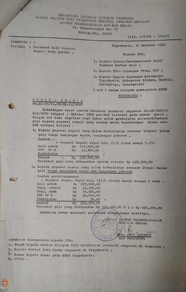 Surat Edaran dari Kantor Perbendaharan dan Kas Negara (KPKN) Yogyakarta perihal persekat gaji peg...