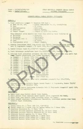 Surat Keputusan Gubernur Kepala  Daerah Istimewa Yogyakarta Nomor : 256/SK/HP/BPN/1991 tanggal 27...