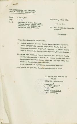 Bendel surat penyampaian Salinan Keputusan Gubernur Kepala Daerah Istimewa Yogyakarta Nomor: 98/K...