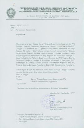 Berkas surat perihal Penataran Pedoman Penghayatan dan Pengamalan Pancasila (P-4) bagi pegawai Ka...