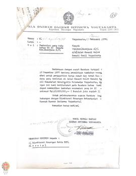 Surat Wagub Daerah Istimewa Yogyakarta kepada Soedjono AY., perihal pemberian uang muka tahap II ...