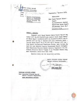 Surat Wakil Kepala Daerah Provinsi DIY No. K1/ I. 30/ 2542/ Rhs/ 78 kepada Mendagri Up. Irjen Dep...