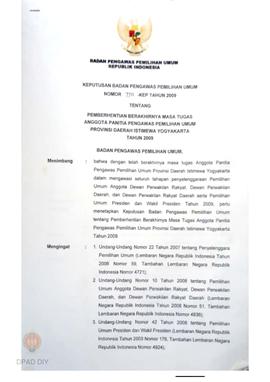 Keputusan Badan Pengawas Pemilihan Umum Republik Indonesia No: 770 – Kep Tahun 2009 tentang Pembe...