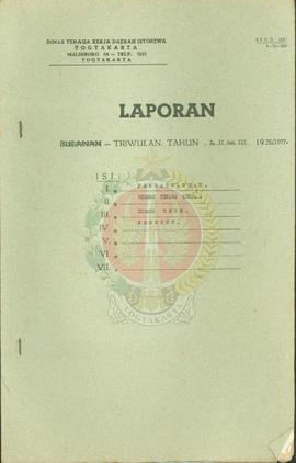 Laporan kerja Dinas Tenaga Kerja triwulan I,II, dan III 1976/1977.