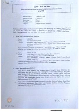 Surat Perjanjian Penyaluran Bantuan Rehabilitasi dan Rekonstruksi Rumah (SPPB),  Nama Kelompok Mr...
