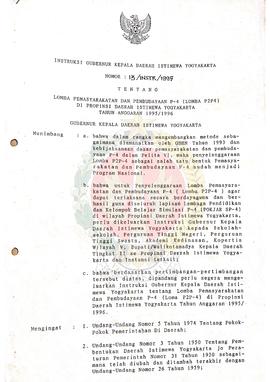Instruksi Gubernur Kepala Daerah Istimewa Yogyakarta Nomor: 13/INSTR/1995 tentang Lomba Pemasyara...