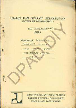 Uraian dan syarat-syarat pekerjaan pembuatan gorong-gorong Ngancar pada jalan Negara Yogyakarta -...
