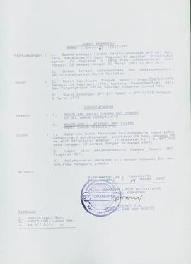 Surat Perintah Nomer : Sprin/61/111/1997 dari Komandan Lanud Adi Sutjipto Yogyakarta kepada Mayor...