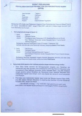 Surat Perjanjian Penyaluran Bantuan Rehabilitasi dan Rekonstruksi Rumah (SPPB),  Nama Kelompok Te...