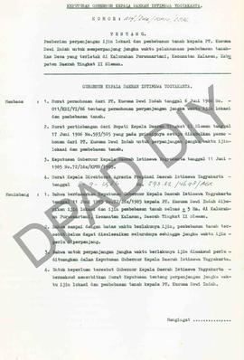 Surat Keputusan Gubernur Kepala Daerah Istimewa Yogyakarta    Nomor : 214/ldz/KPTS/1986 tentang p...