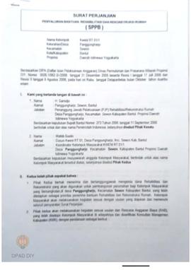 Surat Perjanjian Penyaluran Bantuan Rehabilitasi dan Rekonstruksi Rumah (SPPB),  Nama Kelompok Kw...