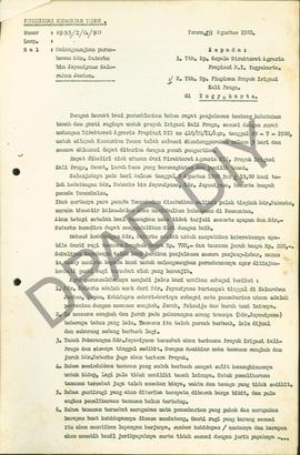 Surat dari Camat Temon Nomor : 1933/I/G/80 kepada Kepala Direktorat Agraria Provinsi DIY dan Pemi...