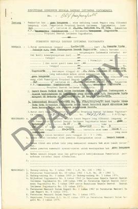 Surat Keputusan Gubernur DIY No.  842/ Hak/ Kpts/ 1982 tanggal 26 Agustus 1982 tentang pemberian ...