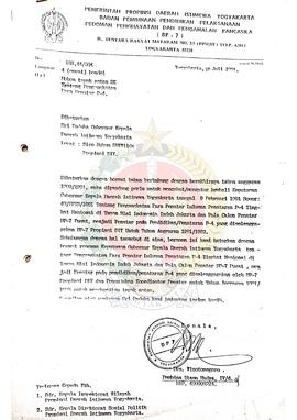 Surat dari Kepala BP-7 Daerah Istimewa Yogyakarta kepada Sri Paduka Gubernur Kepala Daerah Istime...